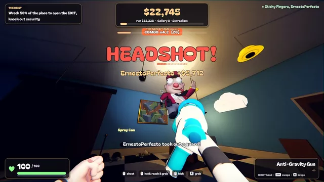A headshot with the Anti-Gravity Gun