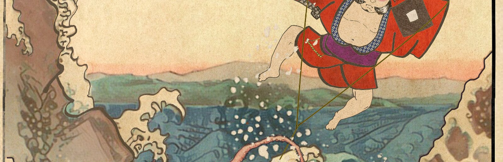 Yakko Tako key art, the kite against a woodblock sky